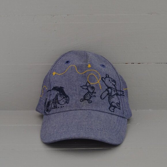 Disney Winnie The Pooh Piglet and Eeyore Baseball Cap Hat Blue and Yellow - Picture 1 of 6